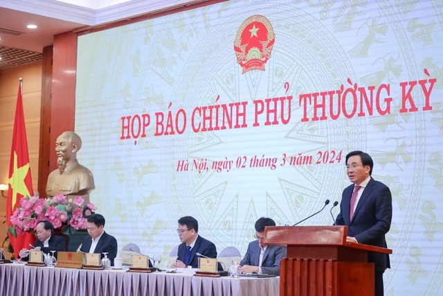 Buổi họp báo Chính phủ thường kỳ tháng 2/2024 - Ảnh: VGP/Nhật Bắc