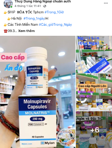 Một tài khoản rao bán thuốc trị Covid-19. Ảnh chụp màn hình.