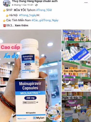 Một tài khoản rao bán thuốc trị Covid-19. Ảnh chụp màn hình.