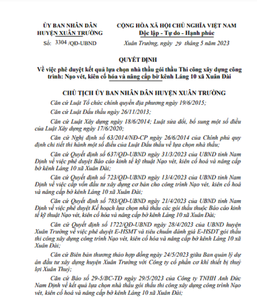 Công ty Hải Sơn trượt gói thầu hơn 13 tỉ đồng tại huyện Xuân Trường (Nam Định) do gian lận hồ sơ dự thầu. Công ty Hải Sơn trượt gói thầu hơn 13 tỉ đồng tại huyện Xuân Trường (Nam Định) do gian lận hồ sơ dự thầu.