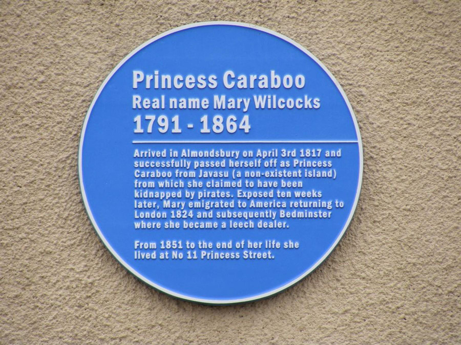 Bảng kỷ niệm “Công chúa Caraboo” ở nơi bà sinh sống.