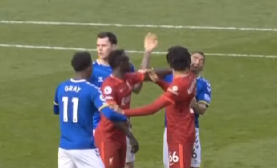 Sadio Mane “giơ tay vào mặt Allan của Everton.