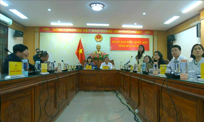 ĐBQH Đinh Thị Ngọc Dung chất vấn từ điểm cầu Hải Dương.