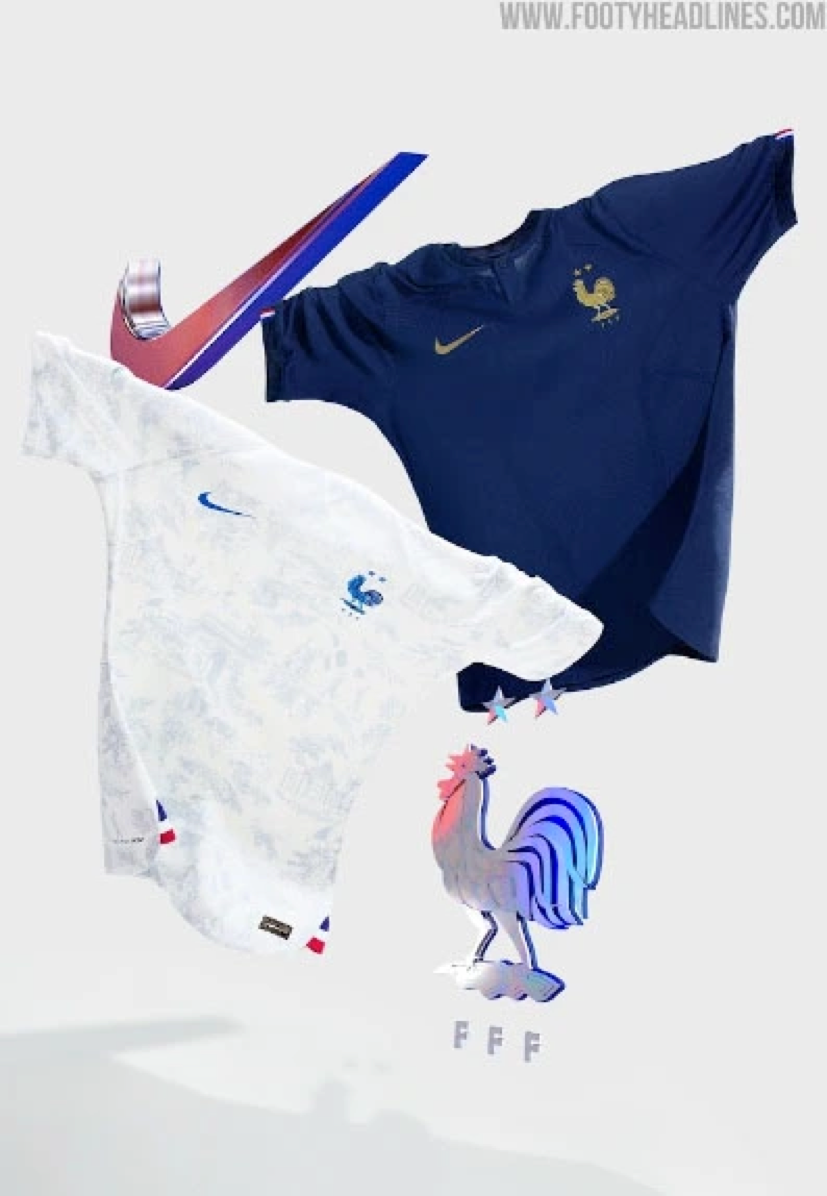 Trang phục thi đấu của Pháp đơn giản với mong muốn sẽ bảo vệ thành công ngôi vô địch 4 năm về trước.