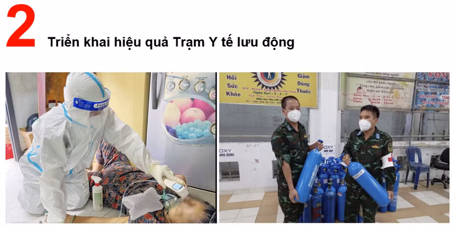 Các chiến sĩ Quân Y tham gia triển khai Trạm Y tế lưu động đến tận nhà dân để khám bệnh, cấp cứu và phát thuốc.