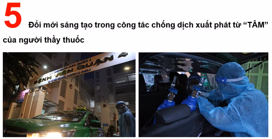 Các bác sĩ, sinh viên đi cấp cứu người bệnh F0 băng xe taxi cải biến.