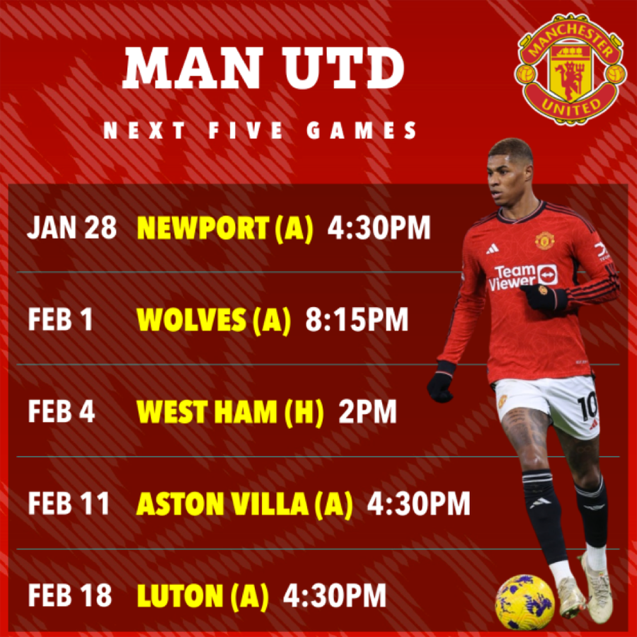 Lịch thi đấu bận rộn của Man Utd trong thời gian sắp tới. Lịch thi đấu bận rộn của Man Utd trong thời gian sắp tới.