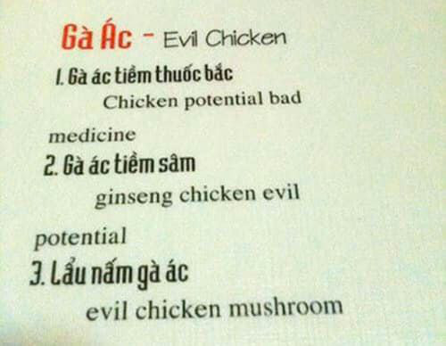 Cười đau bụng với menu tiếng Anh bá đạo made by chị Google, 99% không biết "get away from me" là món gì - Ảnh 8. Cười đau bụng với menu tiếng Anh bá đạo made by chị Google, 99% không biết "get away from me" là món gì - Ảnh 8.