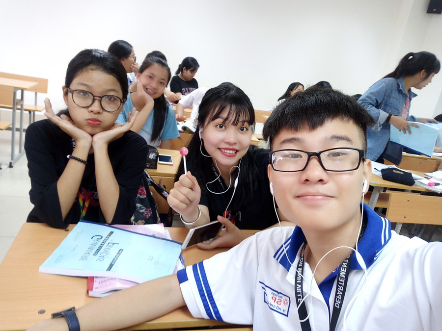 Huỳnh Hữu Phước khi là sinh viên năm nhất, Khoa Tiếng Pháp, ĐH Sư phạm TPHCM (vào năm 2017). Ảnh: Hiếu Hiền - NVCC