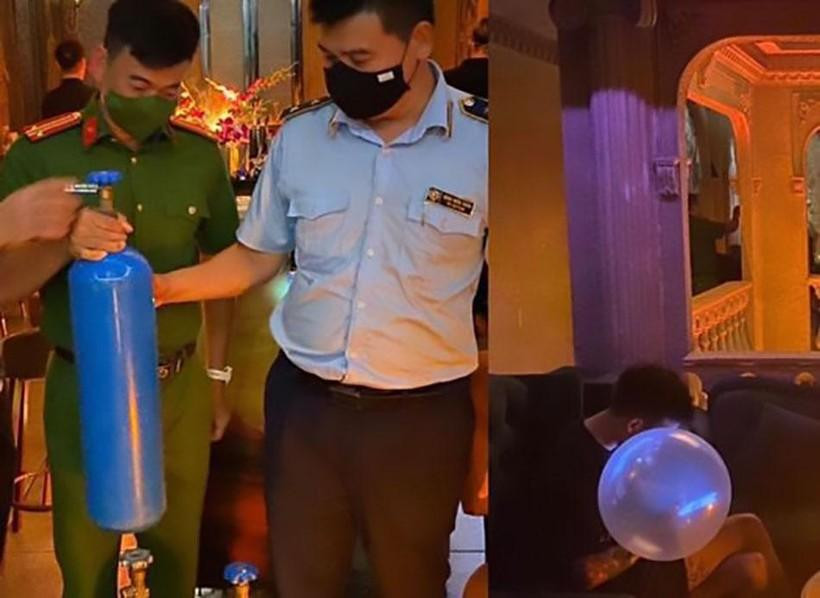 Lực lượng chức năng kiểm tra, phát hiện và xử phạt cơ sở kinh doanh bóng cười. Lực lượng chức năng kiểm tra, phát hiện và xử phạt cơ sở kinh doanh bóng cười.