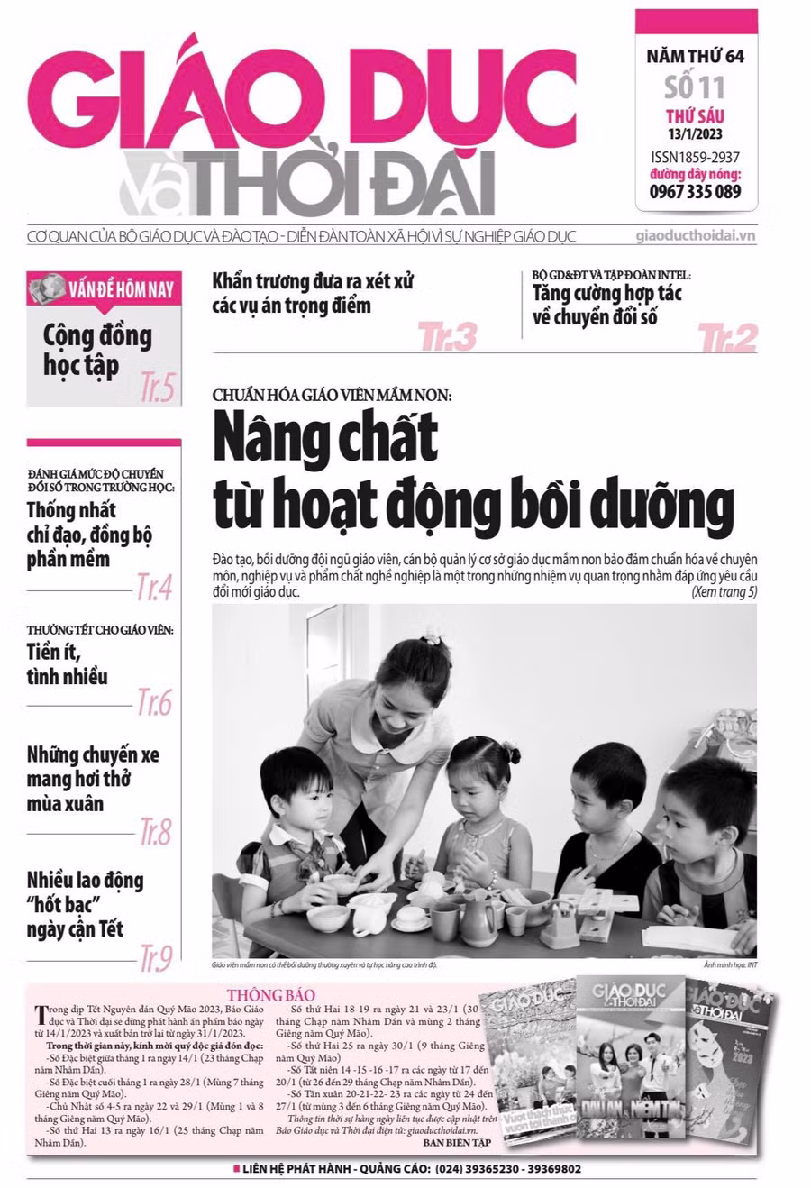 Tin tức báo in 13/1: Thưởng tết cho giáo viên, tiền ít, tình nhiều