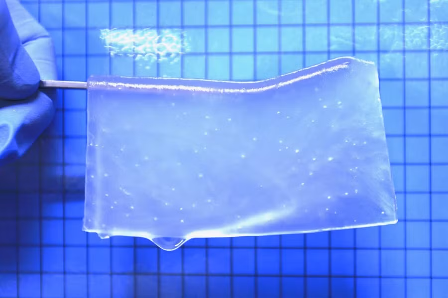 Các nhà khoa học đã ngâm loại gel này trong huyết thanh nhân tố tăng trưởng để thúc đẩy sự phát triển của các mạch máu.