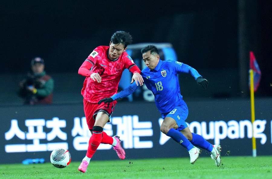Cầu thủ Thái Lan thi đấu không hề lép vế trước chủ nhà Hàn Quốc tối 21/3.