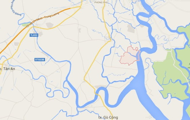 Vị trí xã Phước Vĩnh Đông, huyện Cần Giuộc, Long An trên bản đồ.