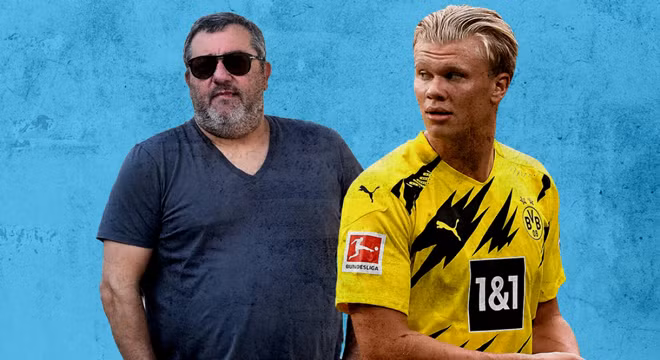 Siêu cò Mino Raiola và thân chủ Haaland.