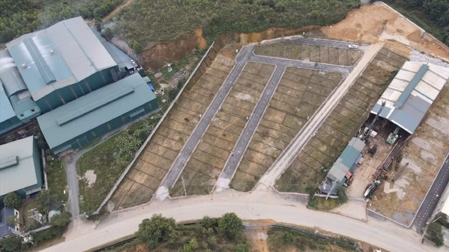 Một khu đất ở huyện Thạch Thất được chia lô bán cho các nhà đầu tư vẫn đang bỏ hoang.