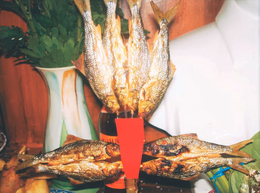 Cá niên nướng cúng tất niên. Ảnh: Tiên Sa.