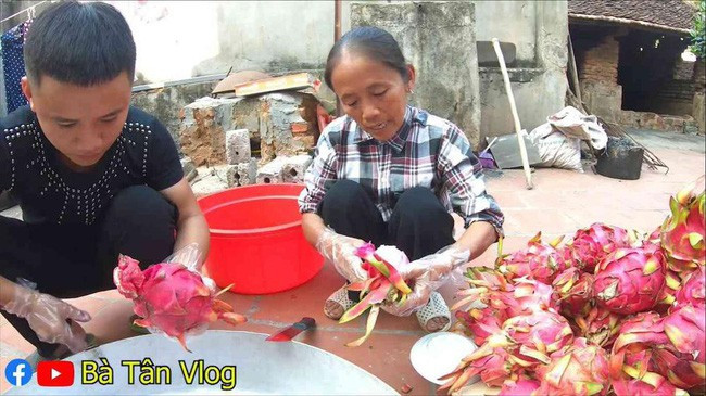 Bà Tân Vlog làm món kem thanh long ruột đỏ.