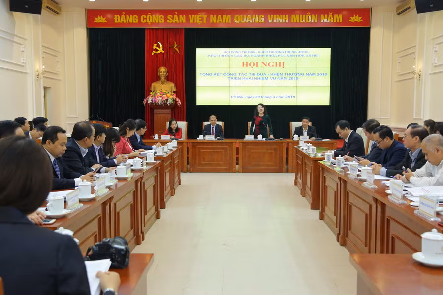 Hội nghị Tổng kết công tác thi đua – Khen thưởng năm 2018 khối thi đua các bộ, ngành Khoa học – Văn hóa – Xã hội. Ảnh: Việt Hà