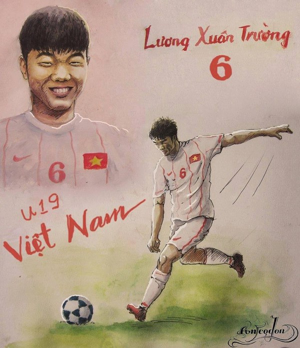 Thú vị bộ tranh vẽ về các cầu thủ U19 Việt Nam ảnh 1 Thú vị bộ tranh vẽ về các cầu thủ U19 Việt Nam ảnh 1