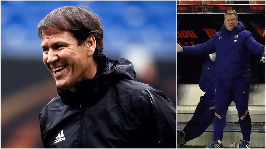 Koeman (phải) vừa có màn đấu khẩu dữ dội với đồng nghiệp Rudi Garcia của Lyon.