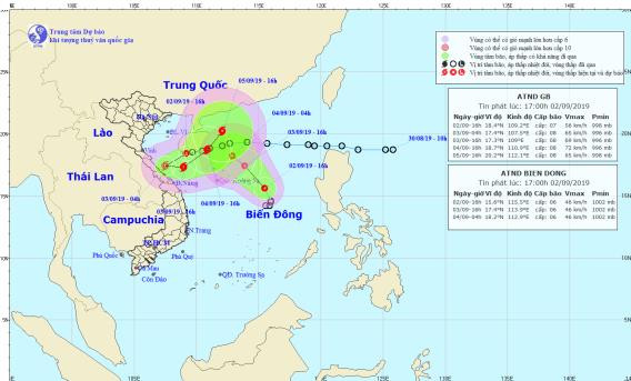 Bão số 5 vào vùng biển các tỉnh từ Hà Tĩnh đến Quảng Nam