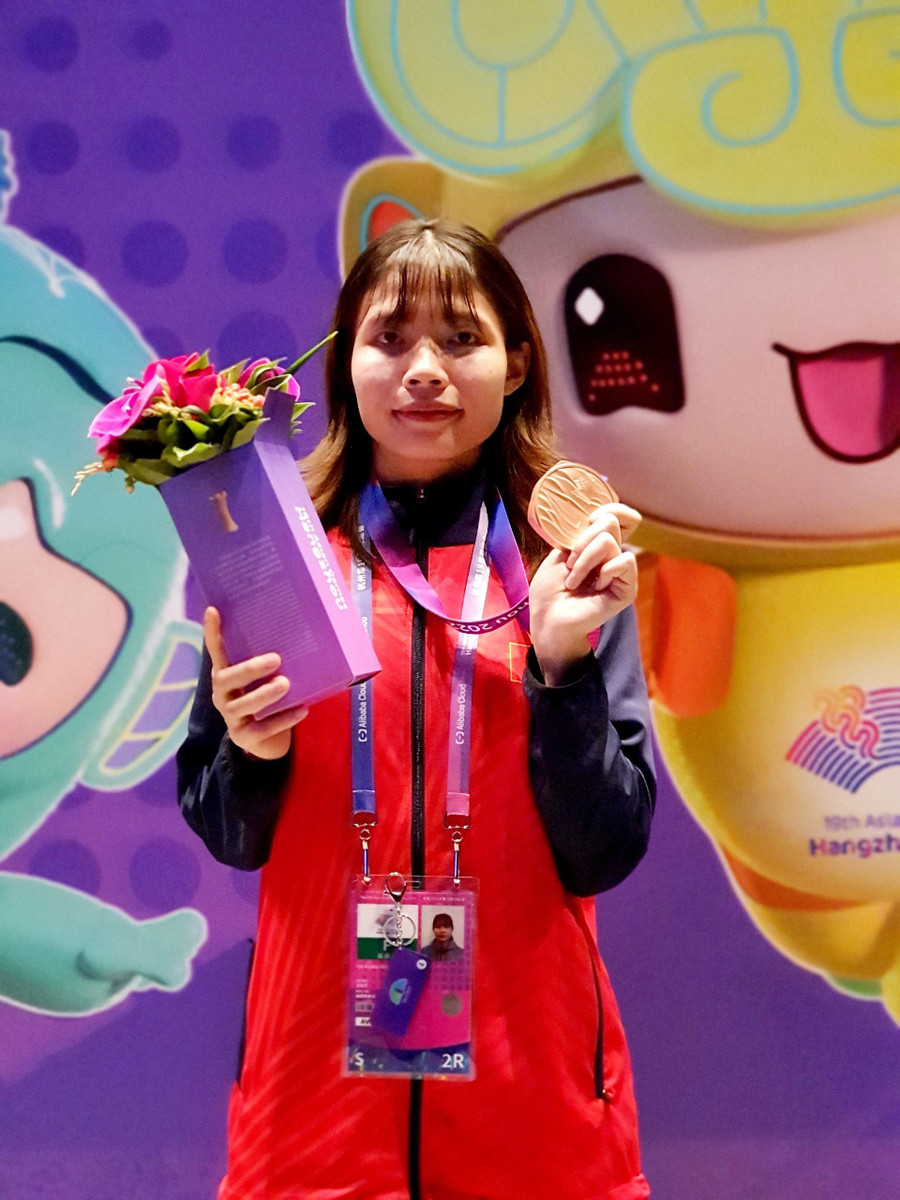 Bạc Thị Khiêm giành Huy chương Đồng cho Taekwondo Việt Nam tại ASIAD 19. Ảnh: INT Bạc Thị Khiêm giành Huy chương Đồng cho Taekwondo Việt Nam tại ASIAD 19. Ảnh: INT