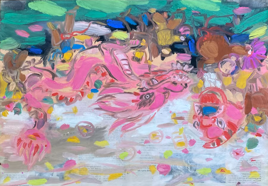 Tác phẩm 'Cùng chơi với rồng' của Nguyễn Quốc Thắng.