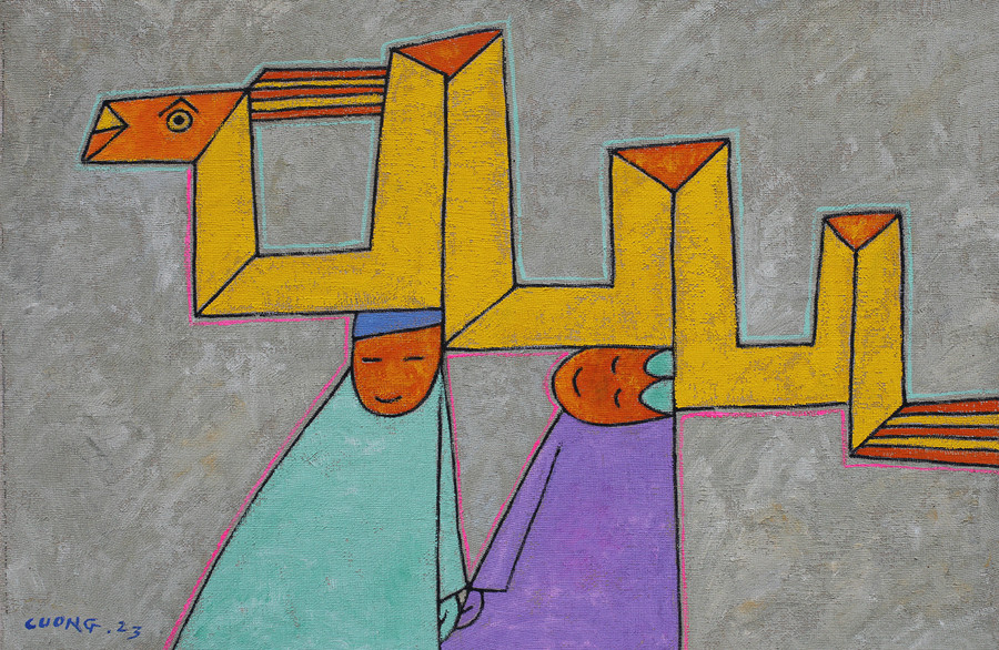 Tác phẩm &apos;Rước rồng&apos; của Lê Thiết Cương.