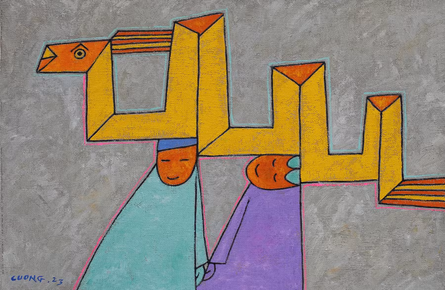 Tác phẩm 'Rước rồng' của Lê Thiết Cương. Tác phẩm 'Rước rồng' của Lê Thiết Cương.