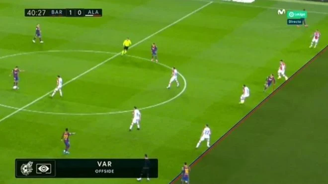 VAR từ chối công nhận bàn thắng của Messi ở vòng 23 La Liga.