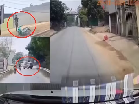 Video: Tránh máy xúc sang đường ẩu, nam thanh niên lao vào bãi đất