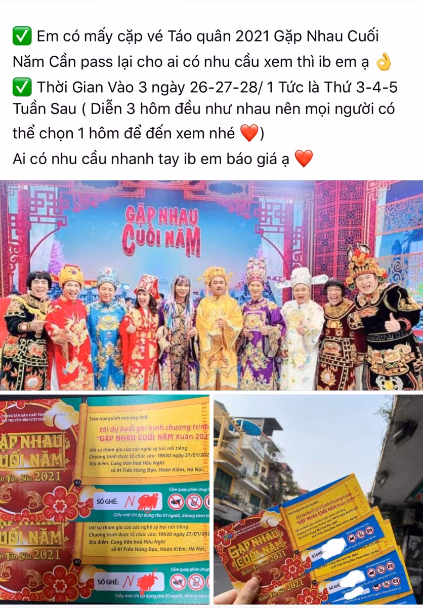 Vé xem Táo Quân 2021 được “chợ đen” rao bán giá... 10 triệu đồng/cặp ảnh 1