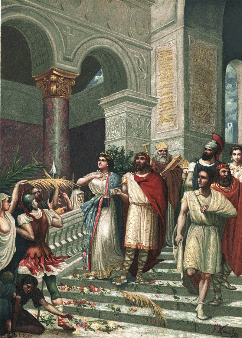 Hoàng hậu Placidia và Hoàng đế Athaulf mở ra thời bình ngắn ngủi giữa người Goth và người La Mã. Ảnh: Alamy Hoàng hậu Placidia và Hoàng đế Athaulf mở ra thời bình ngắn ngủi giữa người Goth và người La Mã. Ảnh: Alamy