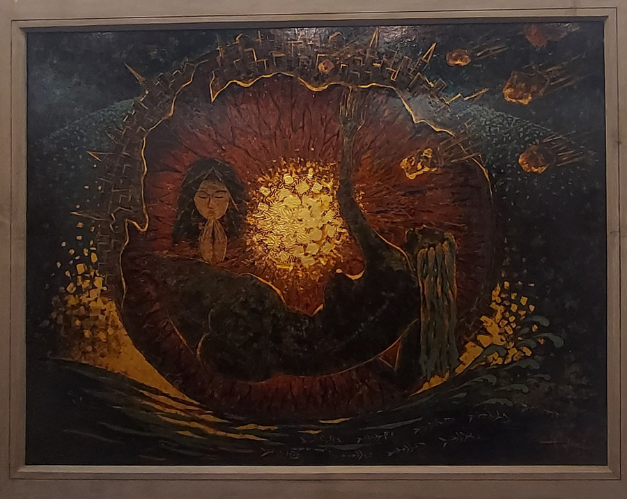 Tác phẩm &apos;Mắt bão&apos;, sơn mài – Trần Quang Hải. Ảnh: Bình Thanh