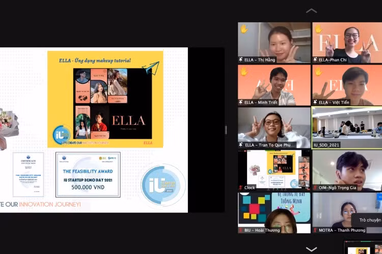 Một buổi họp trực tuyến trao đổi ý tưởng của nhóm thực hiện dự án ELLA.