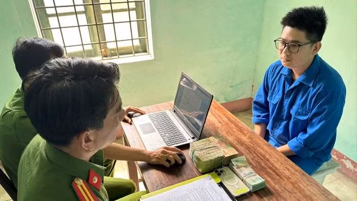 Trần Phước Trọng Nhân tại cơ quan Công an. (Ảnh: CACC).