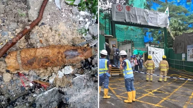 Hong Kong sơ tán dân sau khi phát hiện vật thể nghi là bom sót lại từ thời chiến. Ảnh: Apple Daily