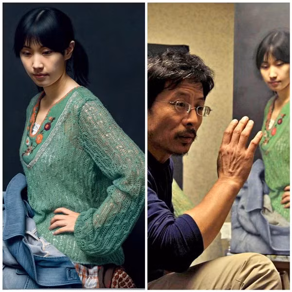 Họa sĩ Lãnh Quân và bức tranh sơn dầu “Tiêu tượng chi tương - Tiểu Khương”.