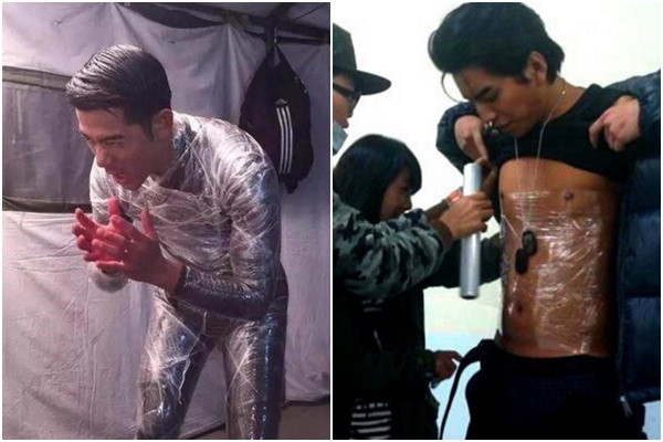 Một trong những cách giữ nhiệt phổ biến trong làng giải trí Hoa ngữlà quấn màng bọc thực phẩm quanh người. Mặc dù phương pháp này từng được nhiều ngôi sao như Quách Phú Thành, Hà Nhuận Đông, Vương Đại Lục sử dụng nhưng không đem lại hiệu quả như tưởng tượng. Không những vậy, việc quấn màng bọc quanh người cũng khiến diễn viên gặp một vài bất tiện trong việc đi lại, hoạt động. Bi hai hau truong sao Hoa ngu mac co trang giua mua he hinh anh 7 anh7.jpg