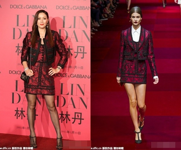 Tuy không còn trẻ nhưng Kỳ Kỳ sở hữu chiều cao 1,8 m và vóc dáng mảnh mai nên cô không bị lép vế khi đặt cạnh nàng mẫu. Khoác lên người thiết kế tinh tế của Dolce & Gabbana, cô vợ xinh đẹp của Nhậm Đạt Hoa khiến nhiều người không thể rời mắt. Dũ đã ở cái tuổi không còn trẻ, nhưng Kỳ Kỳ sở hữu chiều cao 1m8 và vóc dáng mảnh mai nên cô không hề bị lép vế khi đặt cạnh nàng mẫu. Khoác lên người thiết kế tinh tế của Dolce & Gabbana, cô vợ xinh đẹp của Nhậm Đạt Hoa khiến nhiều người không thể rời mắt.