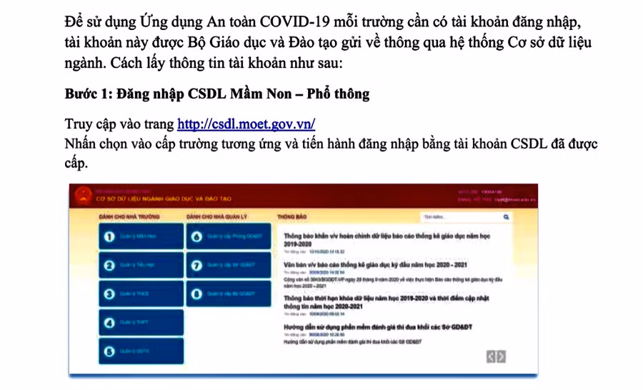 Bộ GDĐT đã có hướng dẫn về việc cài đặt và sử dụng ứng dụng “An toàn COVID-19”.