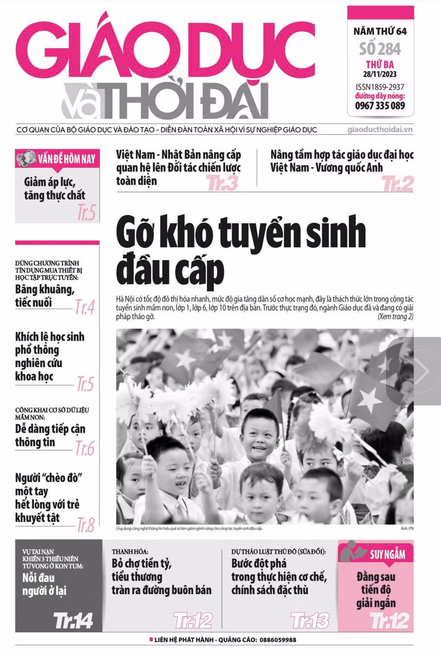 Tin tức báo in 28/11: Thúc đẩy học sinh phổ thông nghiên cứu khoa học