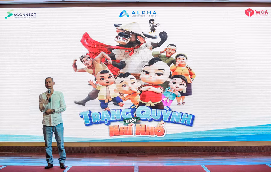 Đạo diễn - họa sĩ Trịnh Lâm Tùng tại lễ ra mắt 'Trạng Quỳnh thời nhí nhố'.