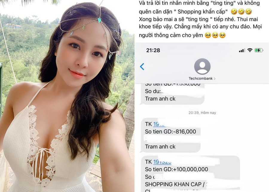 Hot girl khoe được bạn trai chuyển khoản 100 triệu đồng để shopping giải sầu. Hot girl khoe được bạn trai chuyển khoản 100 triệu đồng để shopping giải sầu.