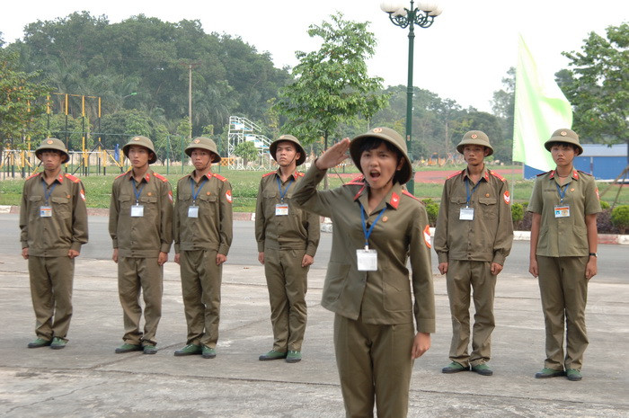 Học sinh thi đội hình đội ngũ tại Hội thao GDQP-AN học sinh THPT toàn quốc lần thứ II năm 2017. Ảnh: Việt Hà Học sinh thi đội hình đội ngũ tại Hội thao GDQP-AN học sinh THPT toàn quốc lần thứ II năm 2017. Ảnh: Việt Hà