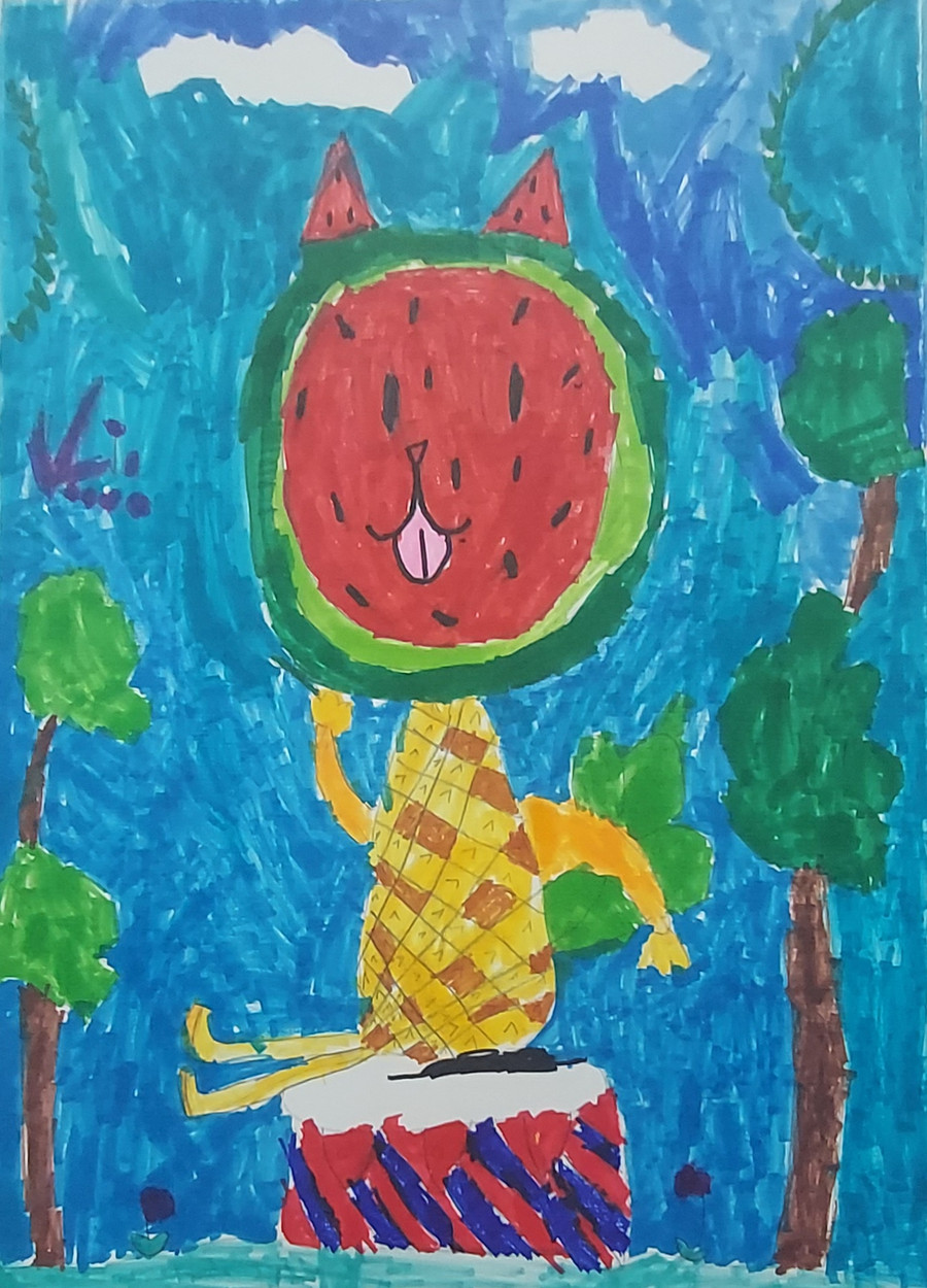 Tác phẩm của Nguyễn Lam Ngọc giành giải Khuyến khích cuộc thi vẽ tranh &apos;Những sắc màu cuộc sống&apos; lần 2. Ảnh: Bình Thanh