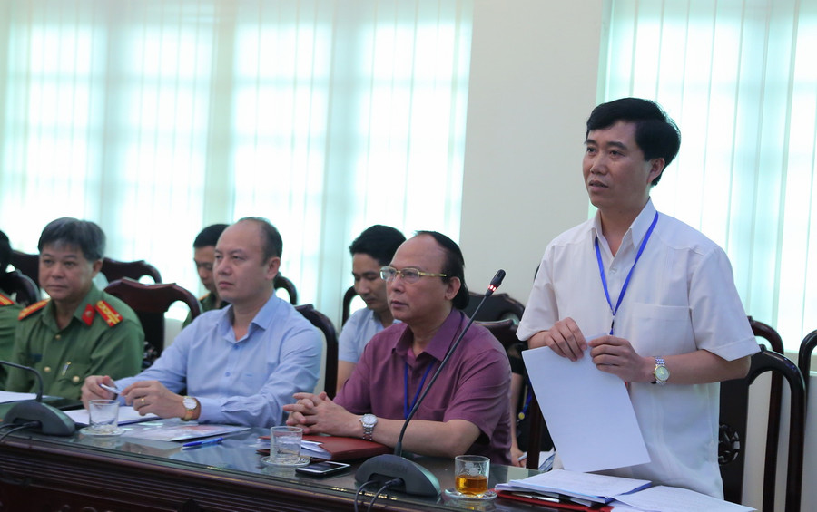 Ông Ngô Văn Liên - Giám đốc Sở, Phó trưởng BCĐ thi phát biểu tại hội nghị. Ảnh Việt Hà