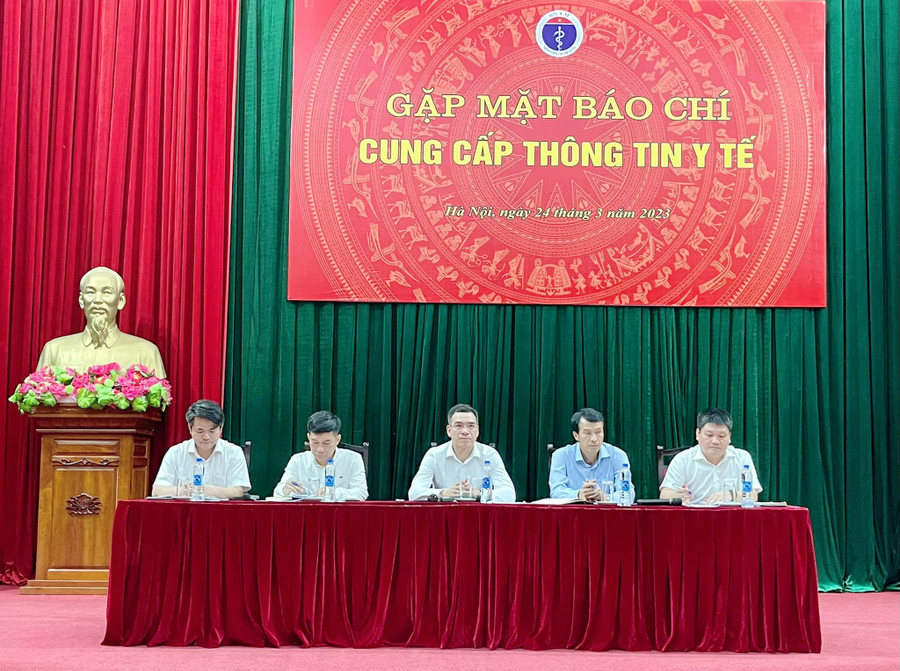 Họp báo cung cấp thông tin y tế. Ảnh: BYT.