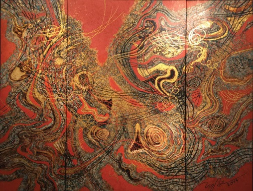 Tác phẩm &apos;Càn khôn&apos;, sơn mài của họa sĩ Trương Bé (sưu tập Nguyễn Đức Thành, Hà Nội).